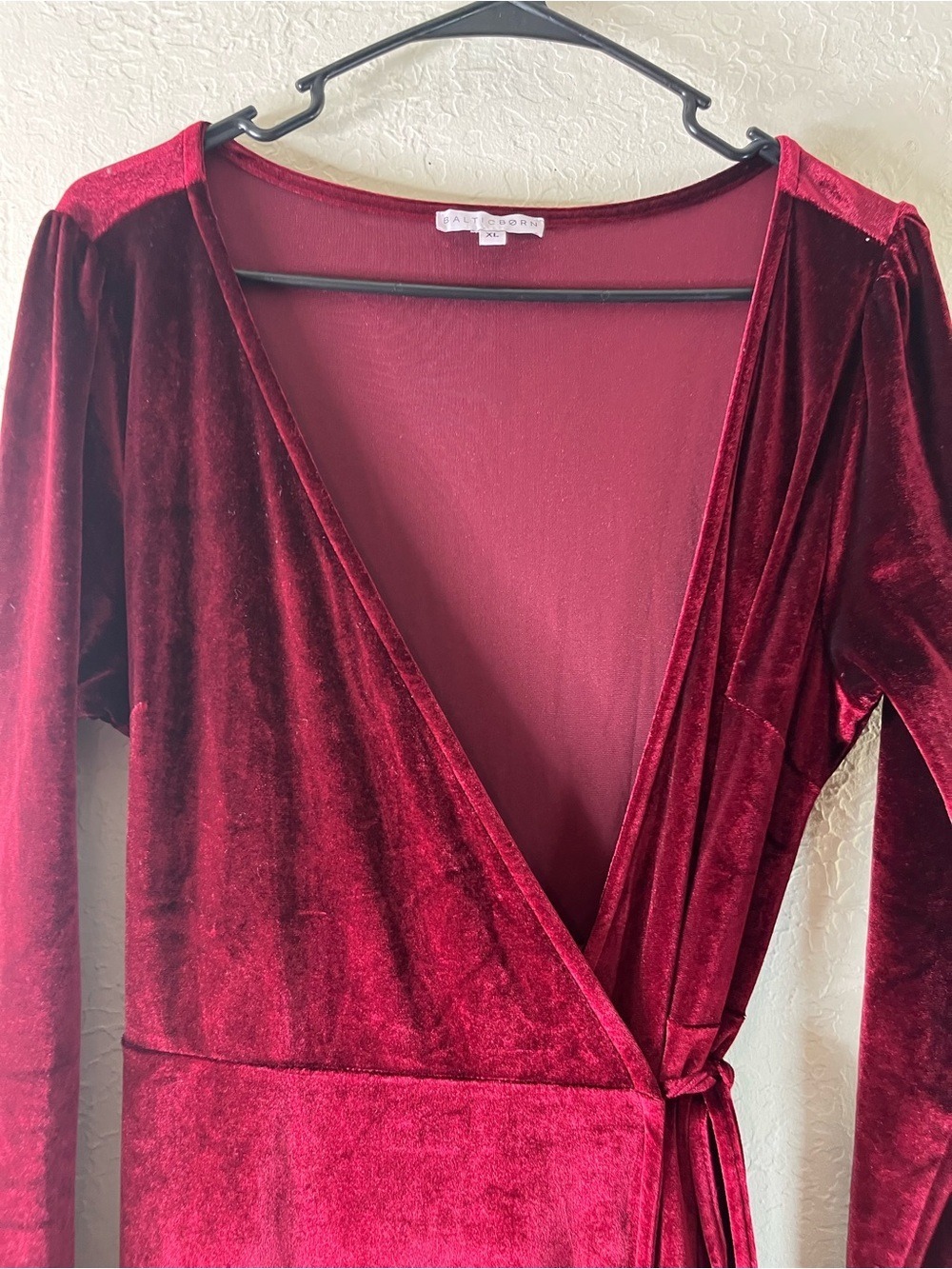 Baltic Born Sofia Velvet Wrap Maxi Dress in Mulberry Burgundy - Picture 6 of 16